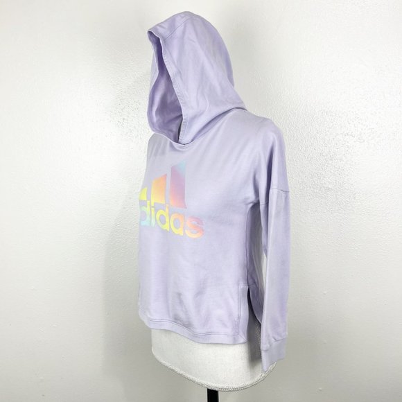 Adidas Logo Hoodie Purple Pullover Sweater Youth Large - stained - - Picture 2 of 12
